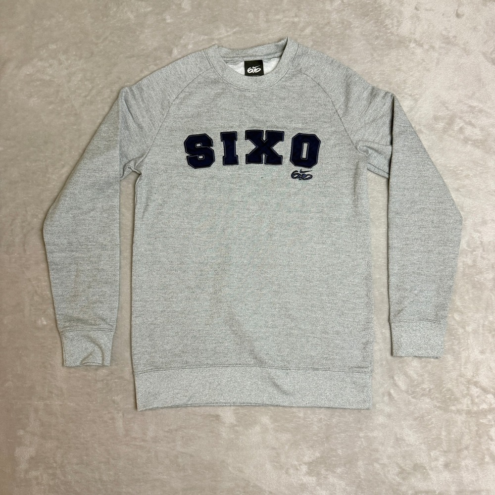 Nike 6.0 Crewneck Sweatshirt Kids M 10-12 Gray Navy Blue Logo Skater Sport EUC